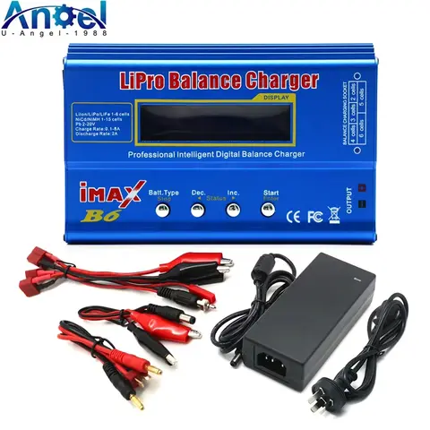 IMAX B6 80W B6 Charger Balance Charger Digital LCD Screen Li-ion LiFe Nimh Nicd PB Lipo Battery Discharger+ AC Power 12V 5A Adap