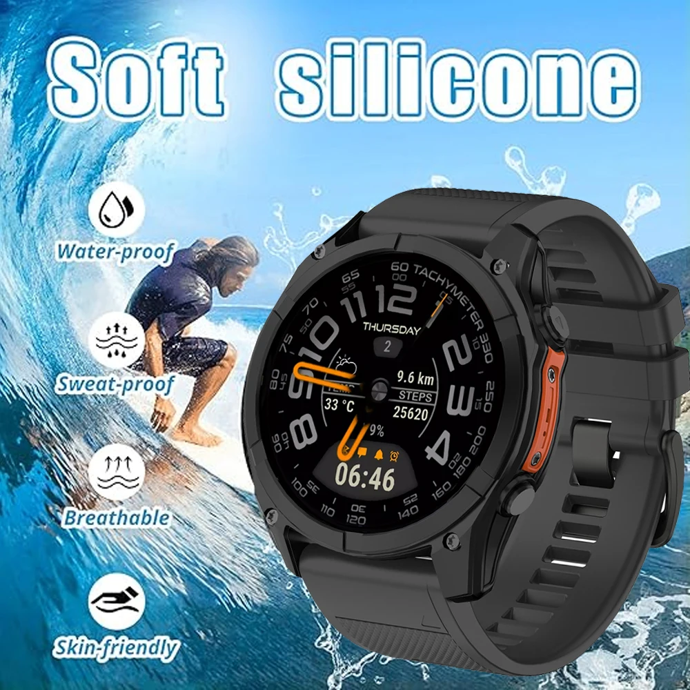 22mm 26mm Sports Silicone Strap For Garmin Fenix 5 Plus 5x Sapphire 6 6X 7 7X 8 8Pro Epix Pro Enduro 3 Quick Release Watch Bands