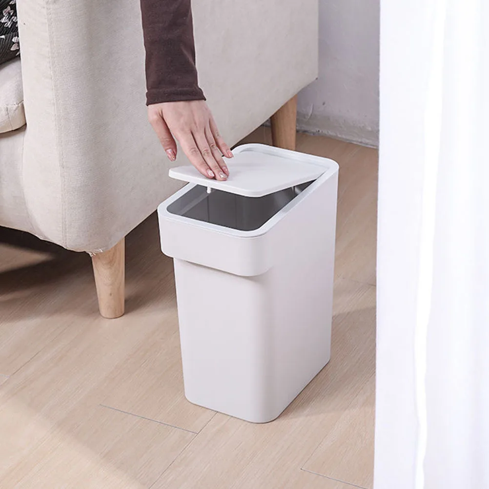 

Press Type Trash Can Pp Material Round Edge Smooth Surface No Smell Kitchen Bedroom Office Garbage Container