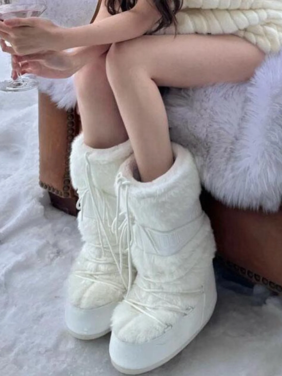 

Женские длинные белые зимние ботинки Thi Boted, нескользящие, теплые, на подкладке, зимняя уличная одежда, высокие кроссовки