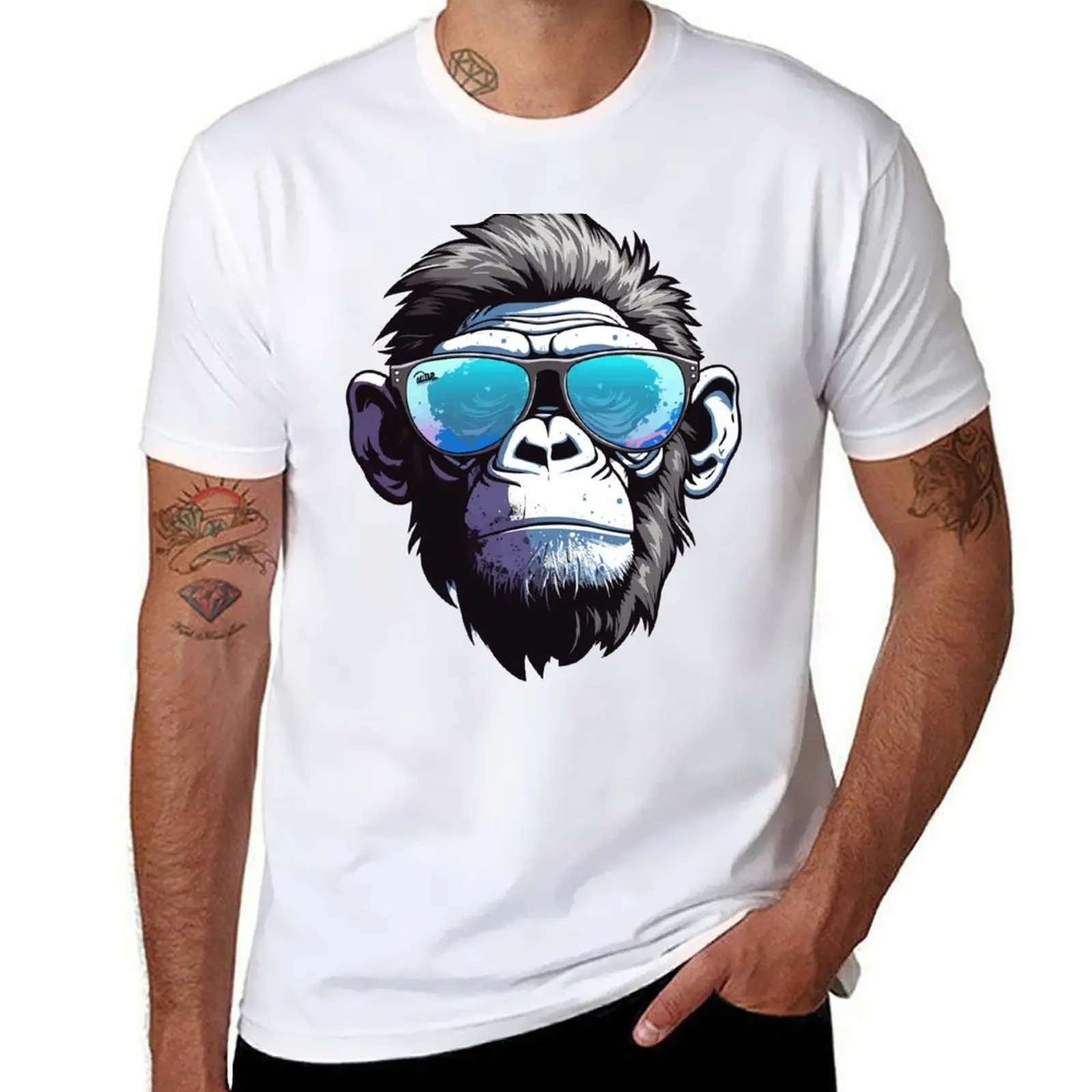 

Gorilla with sunglasses T-Shirt t shirts cotton 100% t shirts for man graphic funny T-Shirt