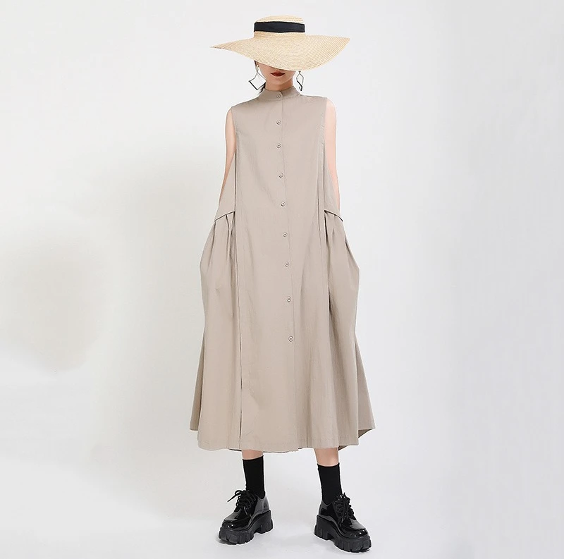 

Dress Summer 2025 New Female Niche Design Fake Two Thin and Sweaty Linen Long Vest Dresses