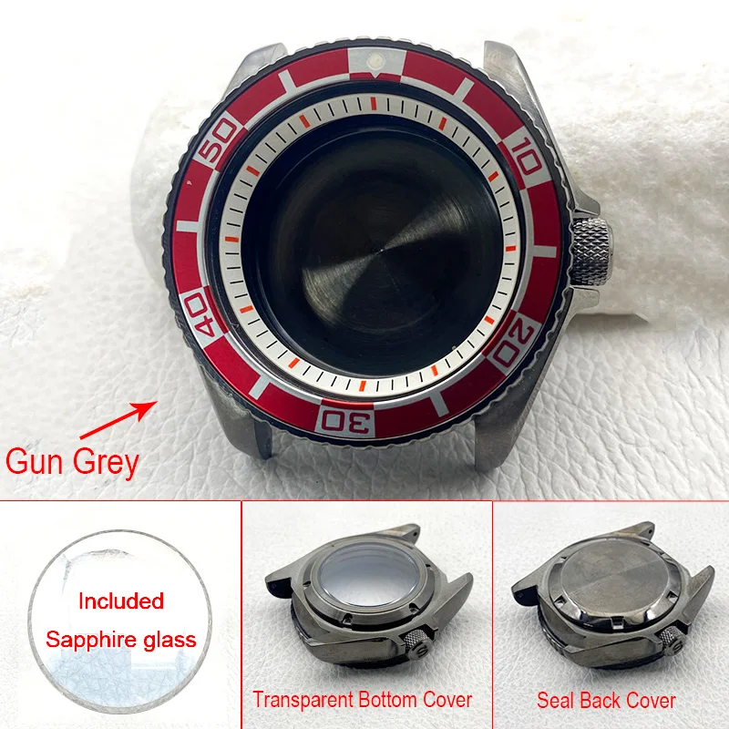

42 мм пистолет-серый SKX007 SRPD Замените корпус для часов с циферблатом 28,5 мм подходит для 7S 4R NH35 NH36 Механизм Мужской корпус часов для дайвинга по индивидуальному заказу