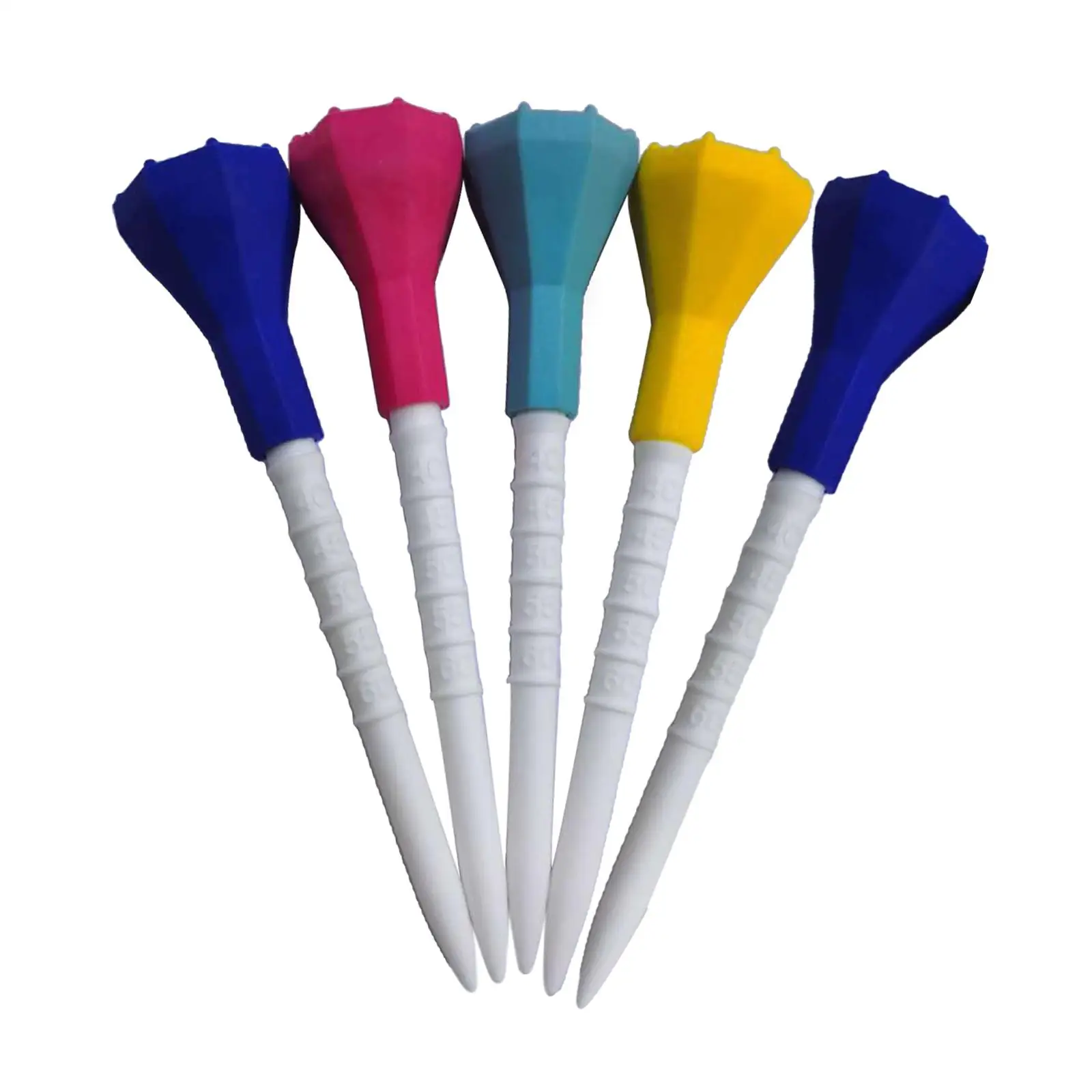 5PCS Golf Tees Unbreakable Plastic, Rubber Cushion Durable Colored Tee for Men Kids Women Gift