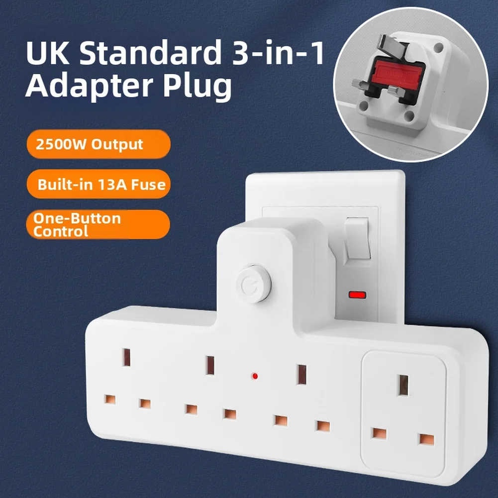

Wall-Mounte Socket 2500W UK Power Strip With Dual 2.1A USB-C Ports Fast Charging & Independent Switch Household Appliances