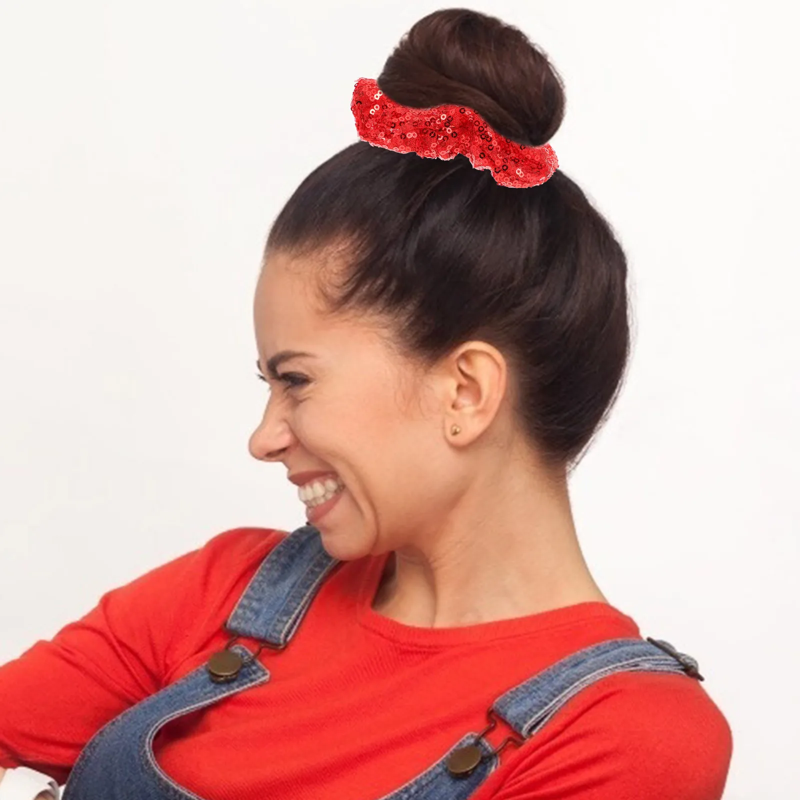 

2pcs Sequined Hair Rings Stretchy Soft Elastic Scrunchies For Women Colorful Shiny Ponytail Holders Holiday Party Hair