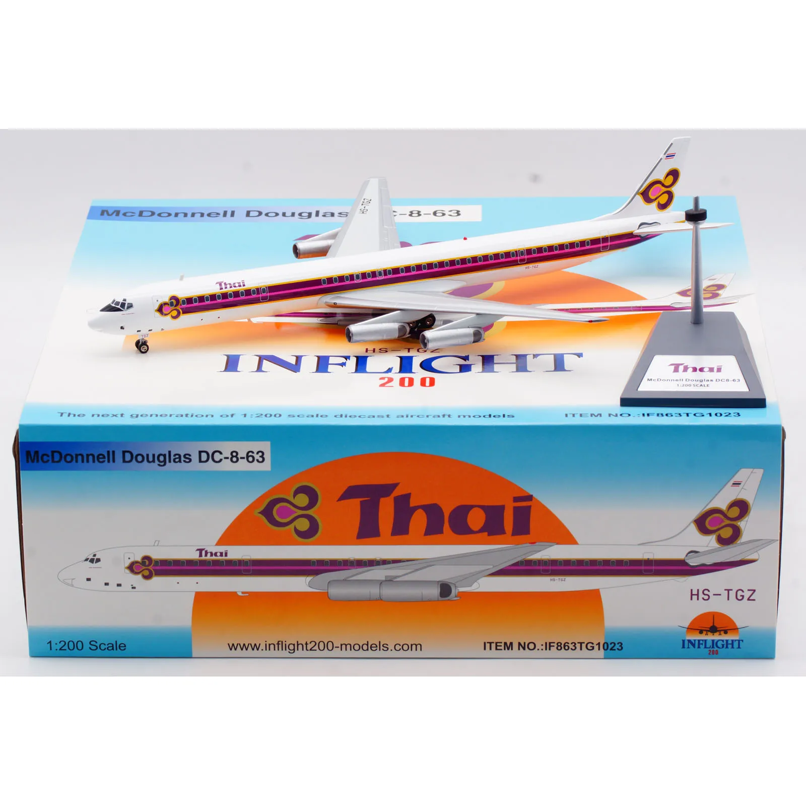 IF863TG1023 Alloy Collectible Plane Gift INFLIGHT 1:200 Thai Airways McDonnell Douglas DC-8-63 Diecast Aircraft Jet Model HS-TGZ