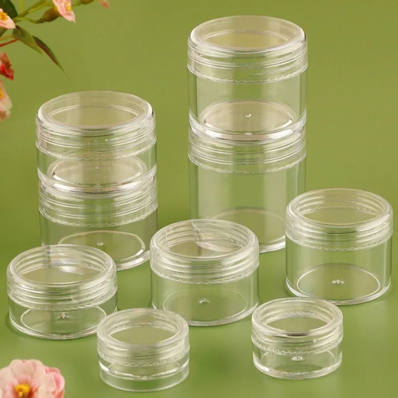 15/20/30 جرام صندوق كريم شفاف PS إعادة الملء الجرار زجاجة مستحضرات التجميل علبة التعبئة والتغليف السفر زجاجات إعادة الملء عرض المجوهرات