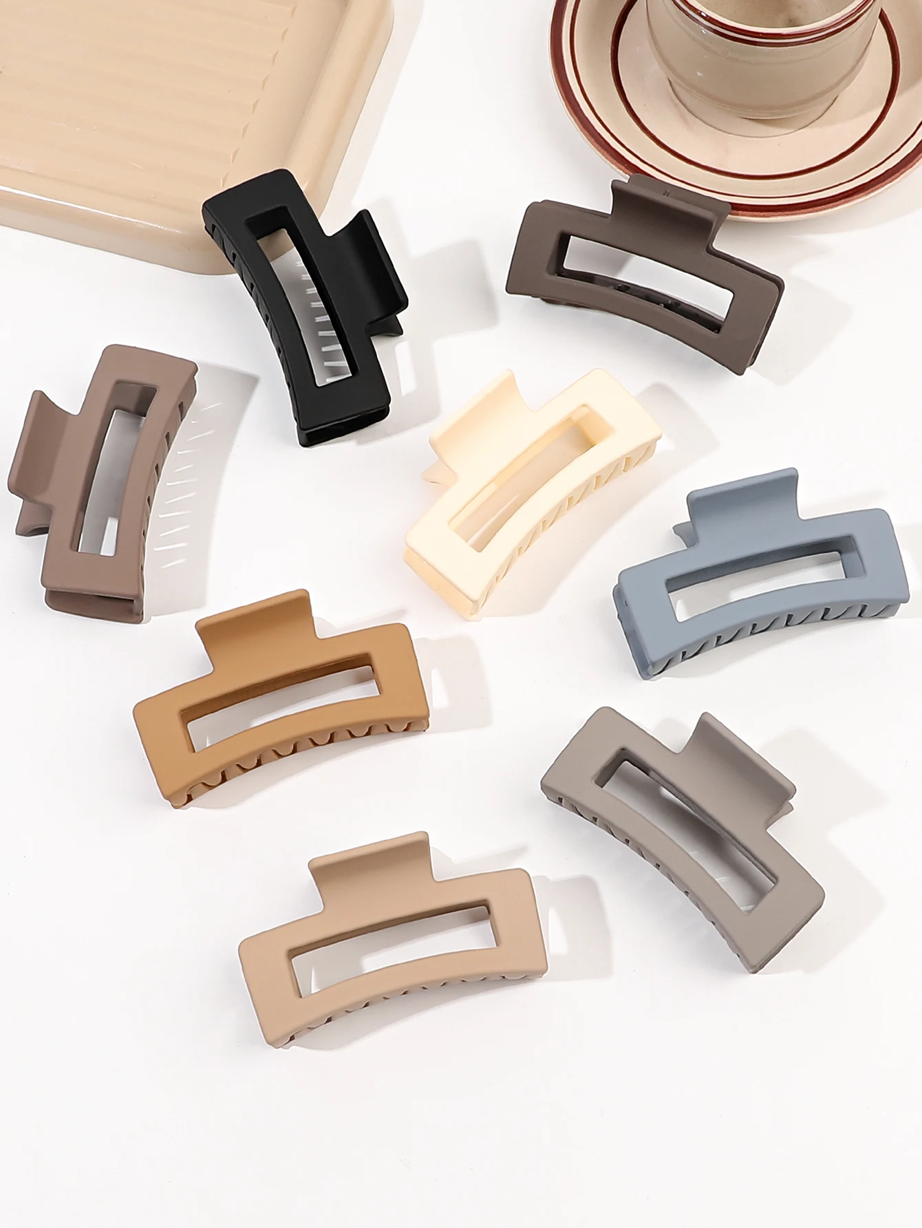 8pcs Set of Rectangular Hair Clips Solid Color Hair Clips Elegant Hair Clips for All Hairstyles Ladies Non-slip Hair Clips