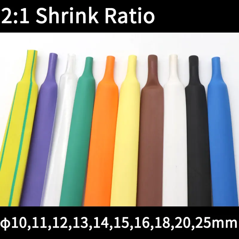 

Diameter 10mm 11mm 12mm 13mm 14mm 15mm 16mm 18mm 20mm 25mm Heat Shrink Tube 2:1 Shrink Ratio Polyolefin Insulated Cable Sleeve