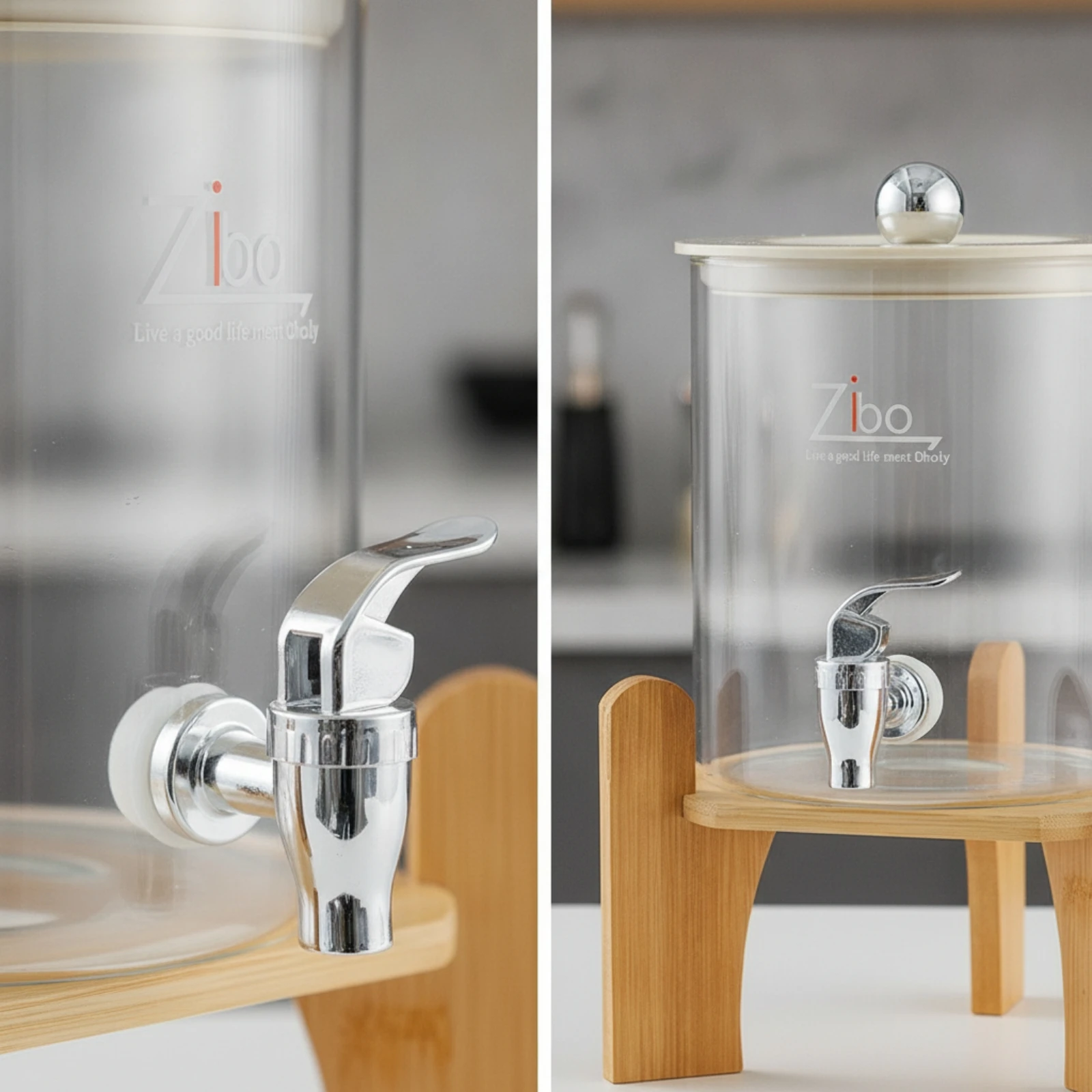 Glass Drink Dispenser with Stand Elevated Glass Beverage Dispenser with Tap Leak-Proof Easy to Use for Hosts, Parties, Buffets