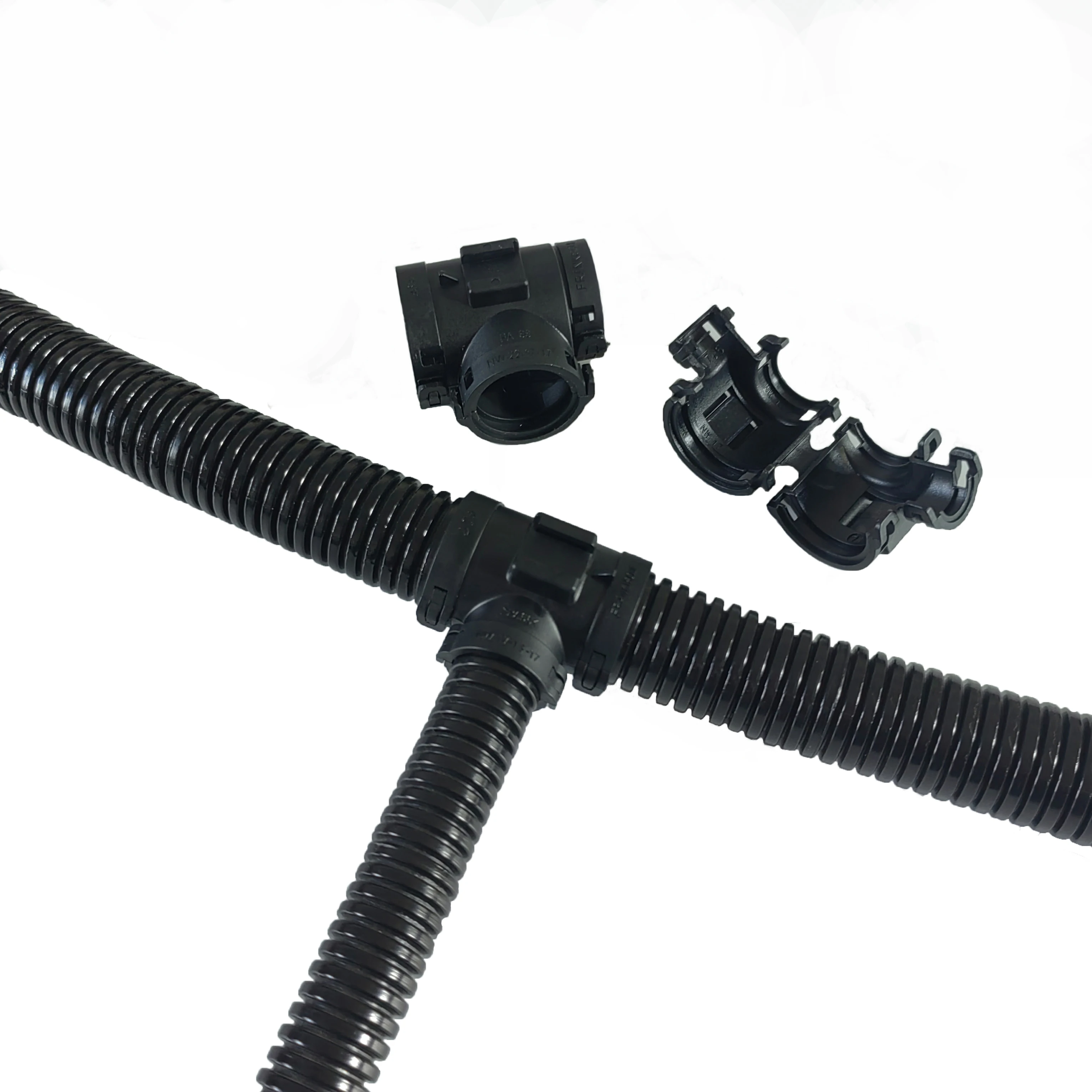 Openable T-shaped Three-way Plastic Corrugated Pipe Connector /Car Wiring