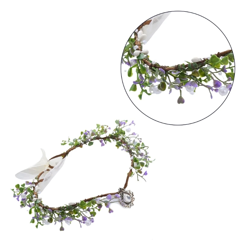 Clear Pendant Hairband Ethnic Flower Headband for Cosplay Fairy