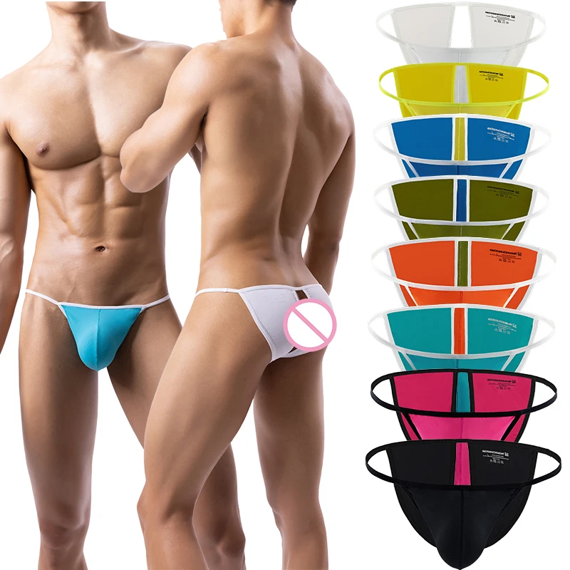 4PCS/Lots Mens Briefs Jockstrap Low Waist String Homme Exotic Backless Underwear Thong G-string Underpants Gay Panties Bikini