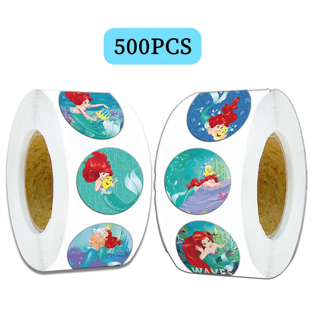 500PCS Disney Mermaid Princess Roll Stickers Cute Phone, Computer, Luggage, Waterproof Decoration, Hand Account Stickers