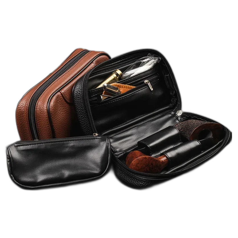 New Tobacco Pipe bag Tobacco Storage Pouch Case PU Leather Pipe Cigarette Holder Smoking Paper Holder Case