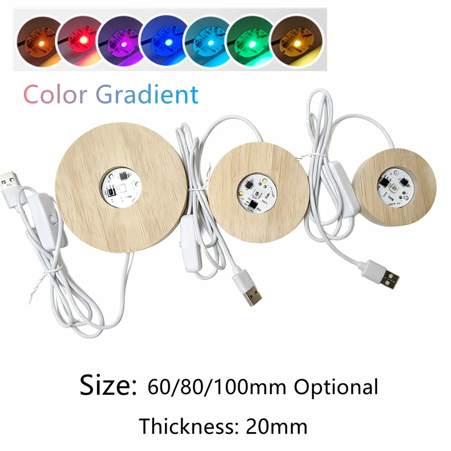 USB-schakelaar Desktop Decoratieve verlichting Dimbaar Houten Kleurrijk Gradiënt Afstandsbediening Lichtbasis Display Licht Ondersteuning Ornament