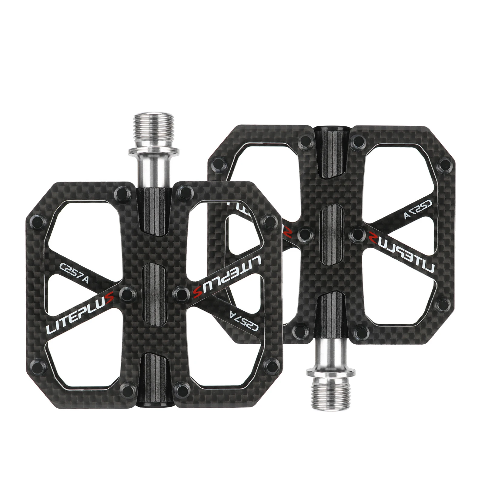 

MTB Flat Pedals Road Bike Pedals Lightweight Carbon Fiber Ti Axle Folding Bike Pedals Anti-Slip Corrosion Resistant Easy Install