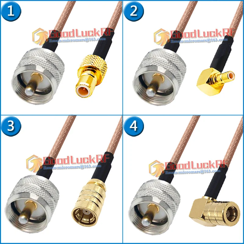 

SL16 M PL259 SO239 UHF Male to SMB Male Female Right Angle 90 Degree Pigtail Jumper RG316 Extend Cable Low Loss RF Connector