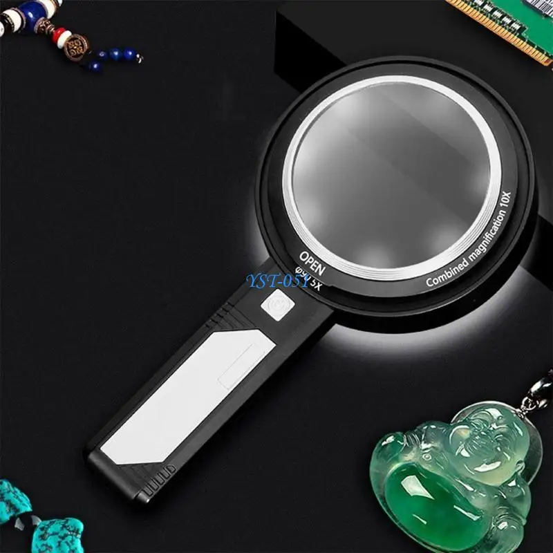 

E15A Double Lenses Magnifier Battery Operate Glass 10X/15X/20X Kids Gift