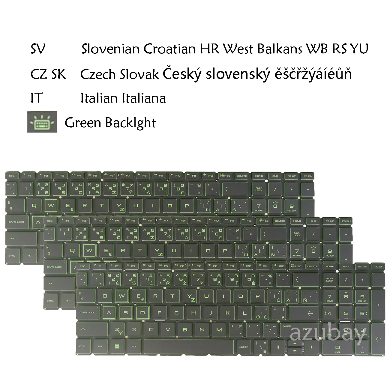 Laptop Keyboard For HP PAVILION GAMING 15-CX0000 16-A0000 15-dk0000 Italian Slovenian Croatian Czech Slovak, Green Backlight