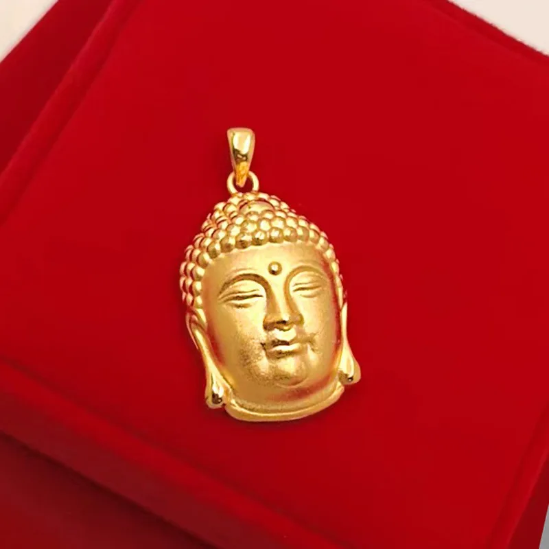 Small Buddha head pendant for men and women with the same style 9999gold