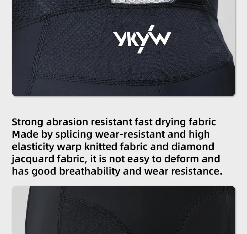 YKYWBIKE Herren-Radtrikot-Shorts für den Sommer 7H Paris HP Gepolsterte Elastische Atmungsaktive Rennrad-Fahrrad-Trägerhose – Detail 9