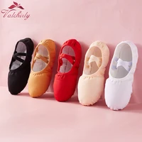 Zapatillas de Ballet para niñas, zapatos de baile para niños, entrenamiento de gimnasia para adultos, suela de cuero suave de lona sin cordones