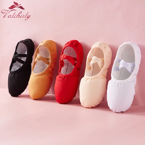 Zapatillas de Ballet para niñas, zapatos de baile para niños, entrenamiento de gimnasia para adultos, suela de cuero suave de lona sin cordones