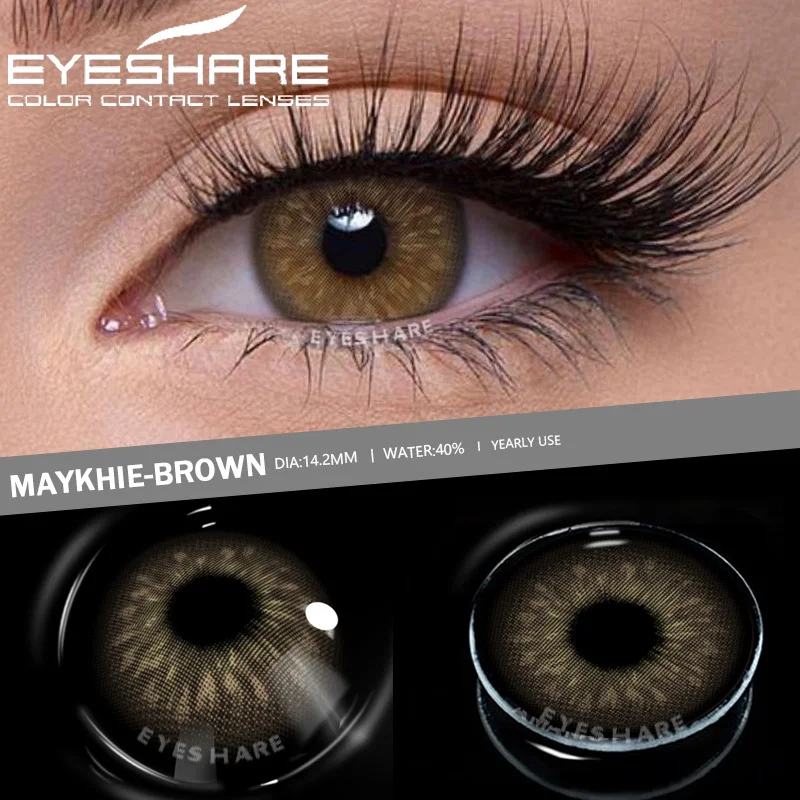 EYESHARE 1Pair Color Contact Lenses Color Contacts for Eyes Brown Colorful Eyes Lenses Yearly Cosmetic Makeup Eye Contacts Lens