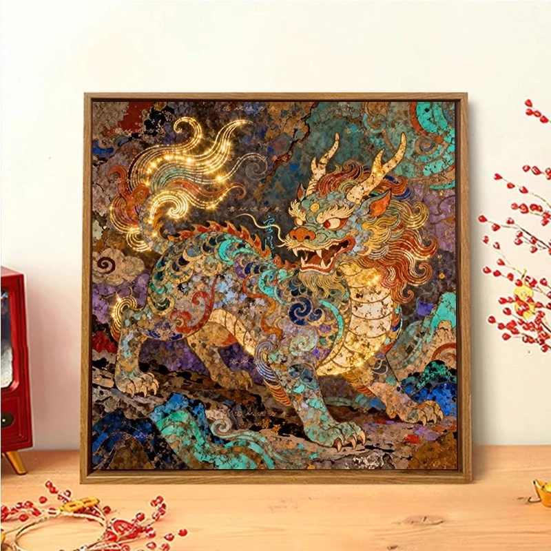 

Ruiqilin Cross Stitch 2026 New Sle Tead Embroidery Spirit Beast Diamond Painting Handmade Rhinestone Artwork Home Decor