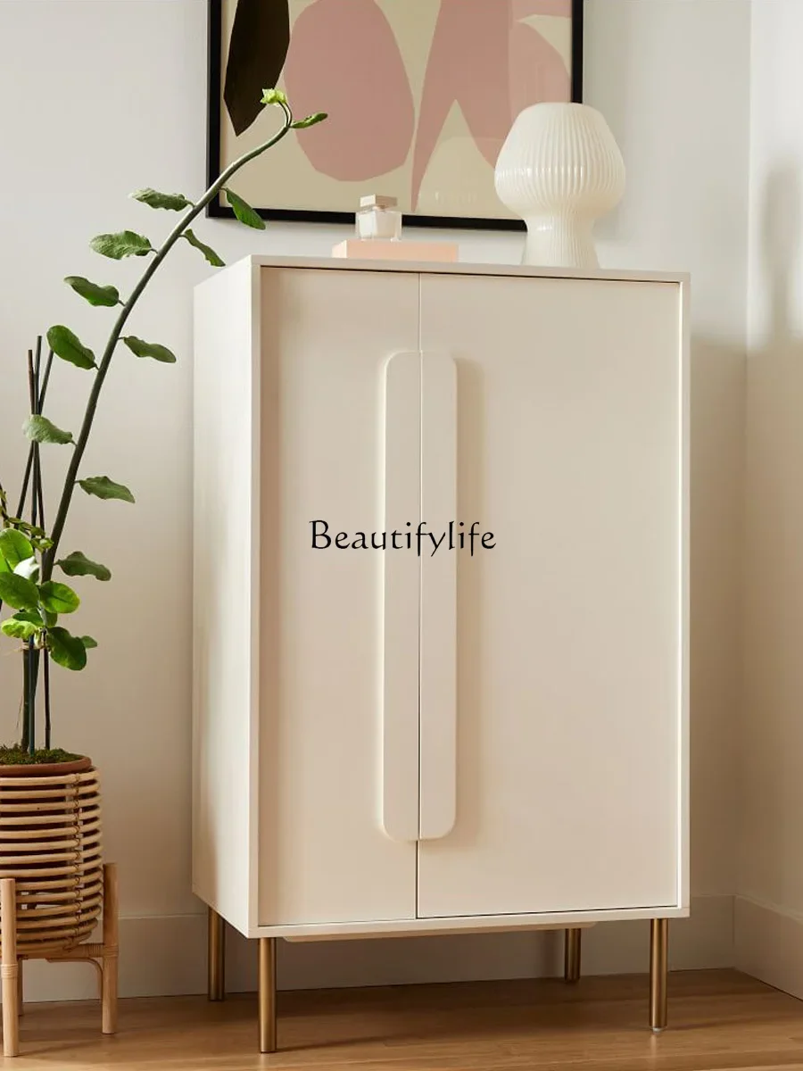 

yj5Nordic Minimalist Modern Solid Wood Wardrobe Double Door Short Wardrobe Floor Standing Storage Cabinet