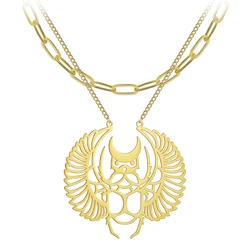 Collana a doppio strato in acciaio inossidabile collana con ciondolo a forma di scarabeo in oro egiziano antico per accessori per gioielli con ciondoli da donna