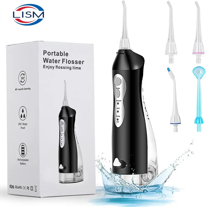 Oral Irrigator USB Rechargeable Water Flosser Portable Dental Water Jet 300ML Water Tank Waterproof Teeth Cleaner