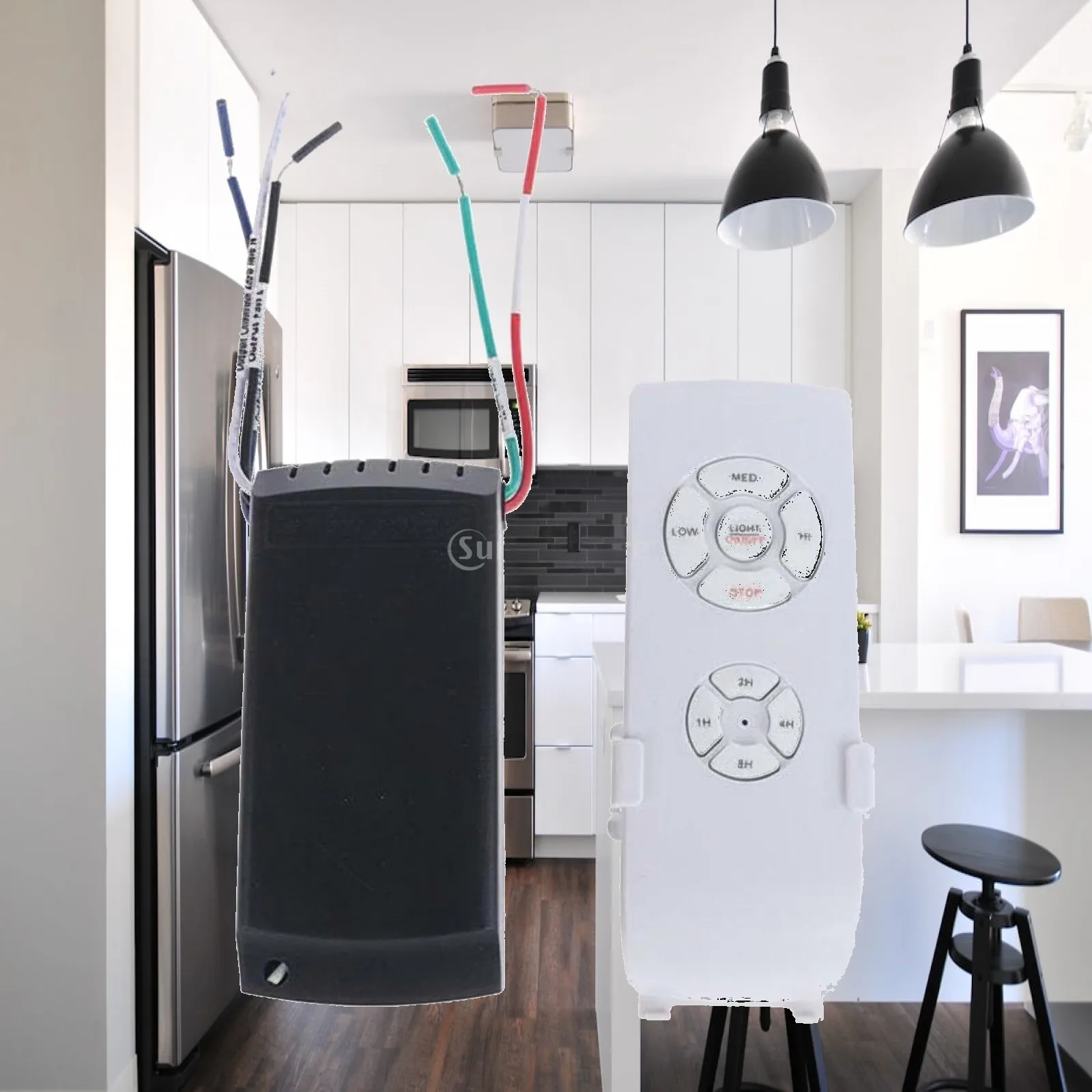 Universal Ceiling Fan Remote Controller Kit for Fan Light with Stable Connection and Four Timer Settings for Home