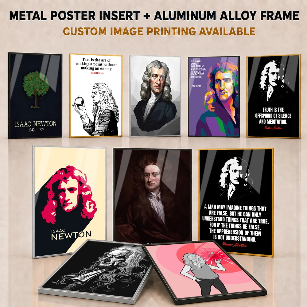 Isaac Newton Framed Metal Poster Personalized Academic Figure Illustration Wall Art Ideal For Study Or Office Science Fan Gift