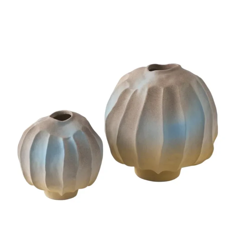 Gefaltete Keramikvase, handgefertigt, für Teeraum, Modellzimmer, Homestay, grobe Keramik, für weiche Trockenblumen
