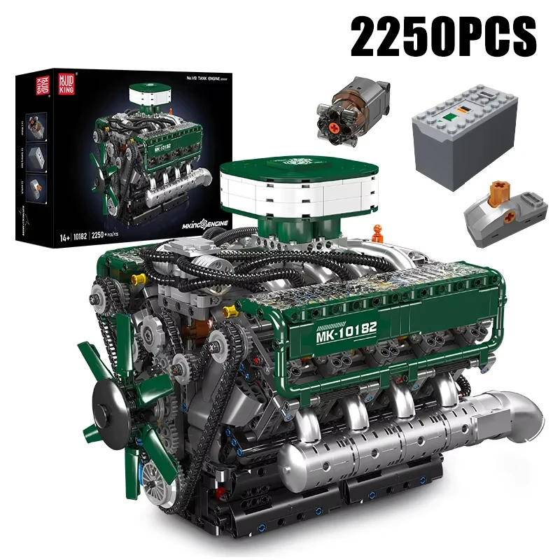 

Mould King 10182 Technical Car Toys The Motorized V8 Tank Engine Building Block Assembly Tank Engine Bricks Kids Christmas Gifts