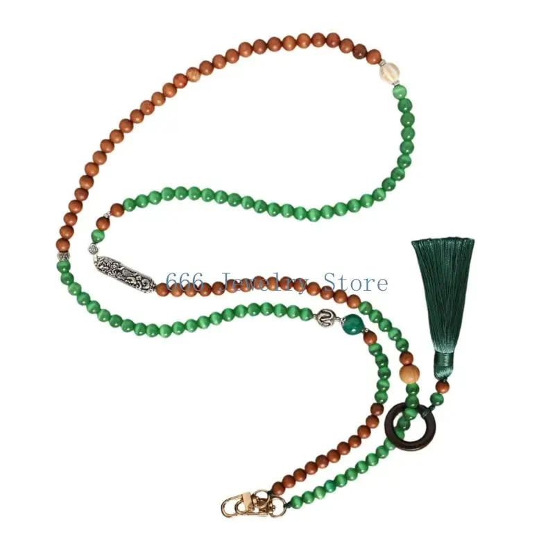F2TD Decorative Phone Carry Lanyard with Beaded Strands for Travel