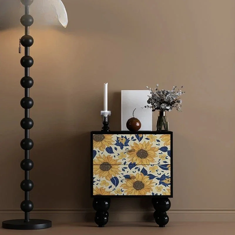 Cream Wind Sunflower Room Drawer Bedroom Solid Wood Bedside Table Creative Storage Cabinet