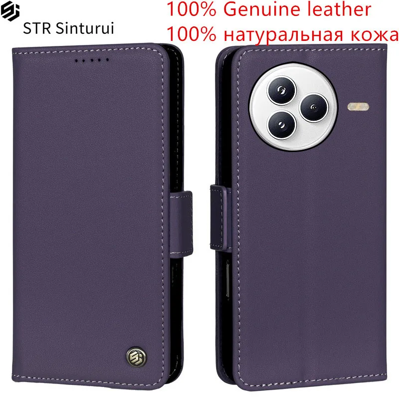 

STR 100% Genuine Nappa grain leather card Slot Wallet Cover For Xiaomi 14 Civi 2 3 5 4 Pro 1S Flip shockproof phone Case