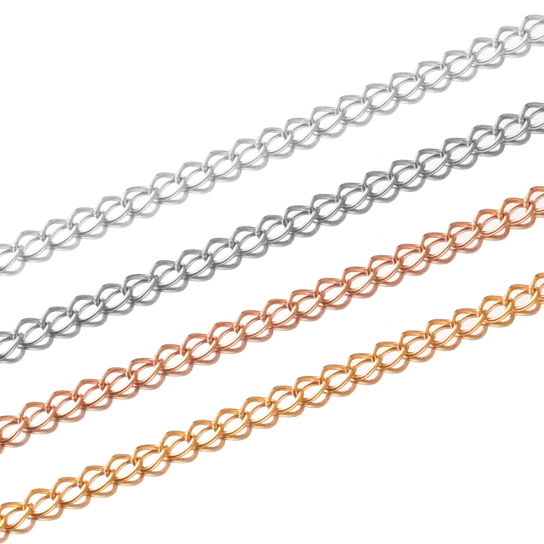 2m Lot Rose Gold Stainless Steel Bracelet Welded Extension Tail Chain Bulk Necklace Extender Gold Chains for DIY Jewelry Making