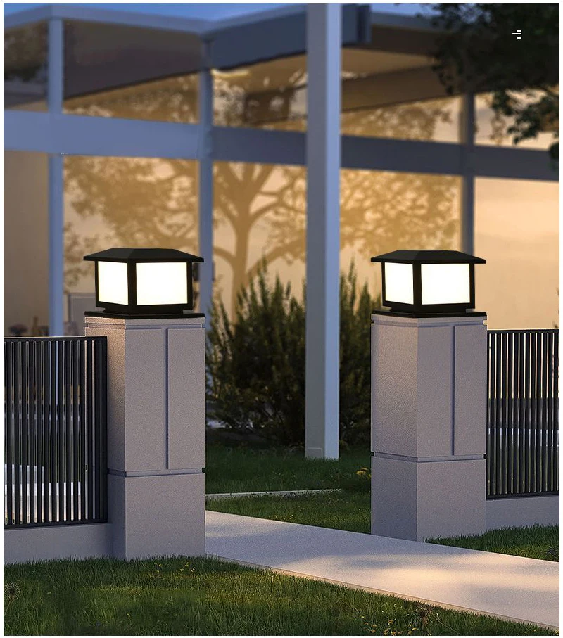 Temporizado led solar ao ar livre luz pilar luzes solares à prova dwaterproof água grosso jardim caminho estacionamento quintal decoração ao ar