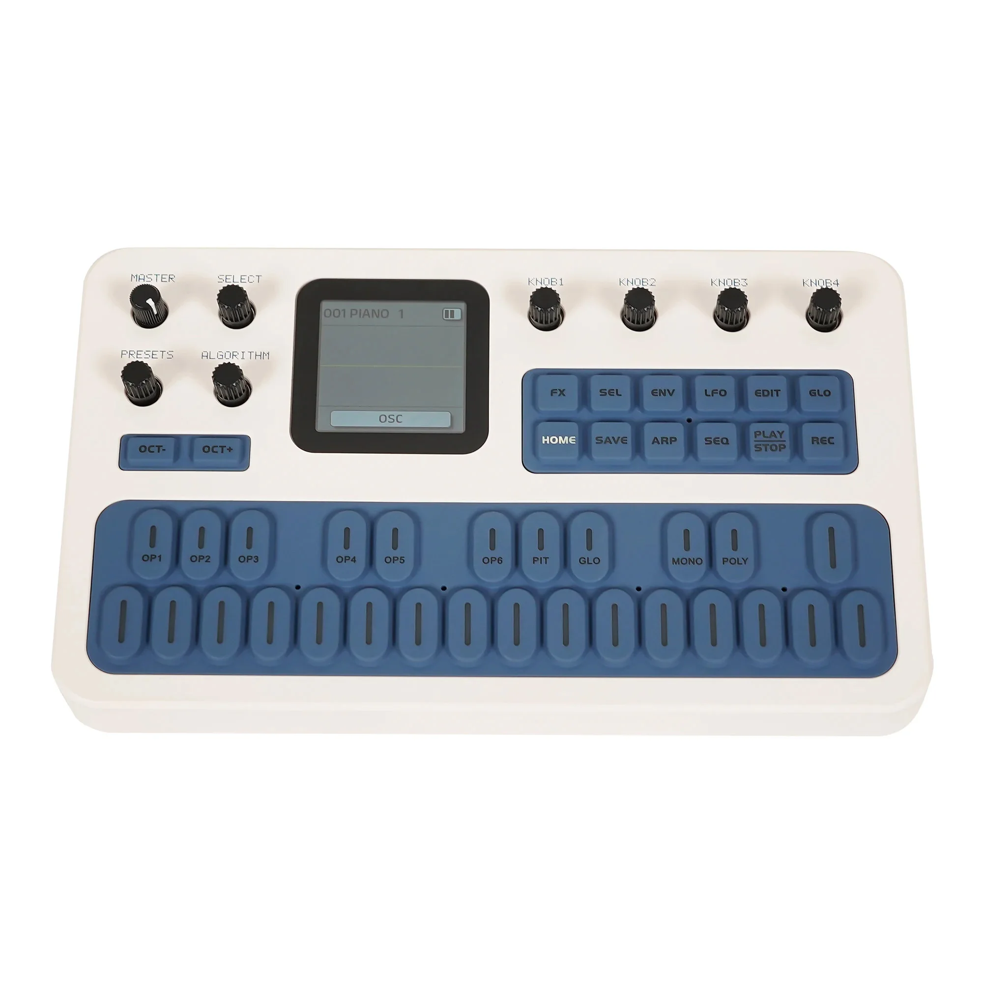 M-VAVE FM-1 (SK15)  Blue-White FM Synthesizer – 6-Operator Engine, 128 Sounds, Arpeggiator, Sequencer, Effects, USB/Bluetooth MI