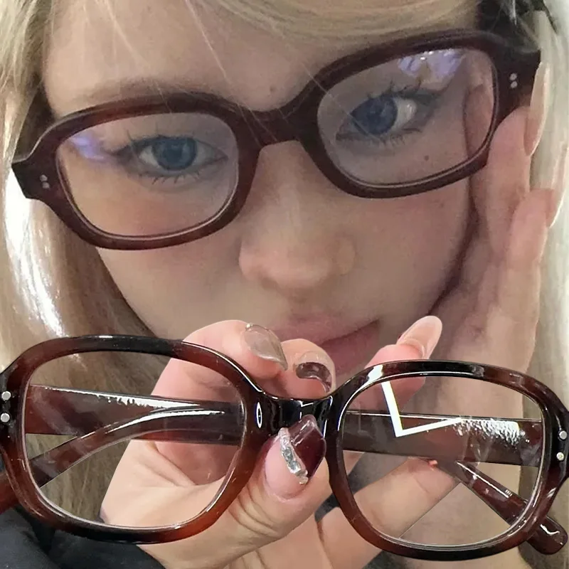 일본 빈티지 Y2K 스퀘어 프레임 안경 여성용 남성 패션 컴퓨터 독서 안경블루 라이트 차단 안경