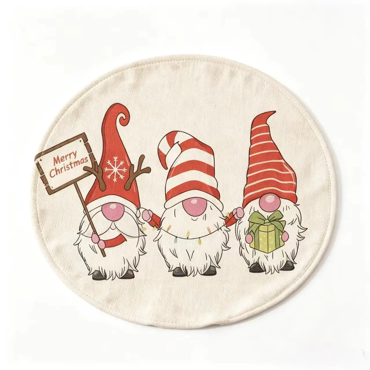Christmas round Table Mats Linen Western-Style Placemats Creative Restaurant Decorative Backdrop Mats for Holiday Dining