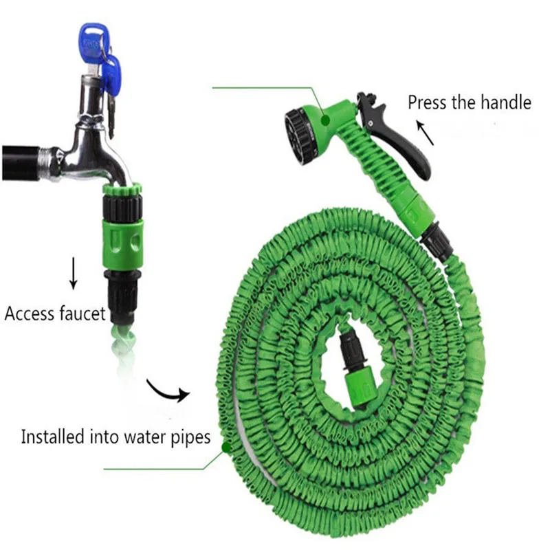 

Garden Hose Flexible Three-Time Expandable Outdoor Water Hose Reel Lightweight Water Spray Nozzles Gun Long Water Hos