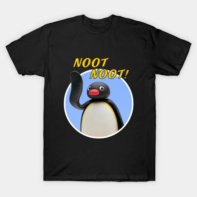 

0330 Noot Noot Pingu Meme Gift t shirt for men Funny cartoon Graphic Clothes 100% cotton printed Y2K clothing Large size tee