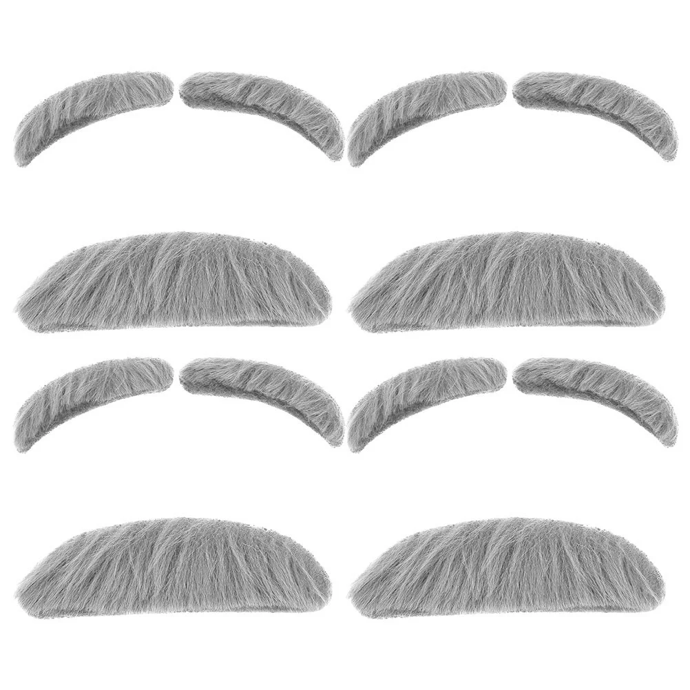 4 Sets Artificial Fake Beard Eyebrows Props Kit Funny Mustache Party Cosplay Old Man