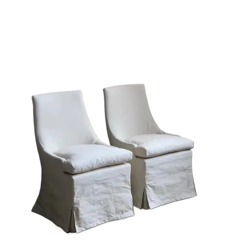 

fabric all solid wood removable and washable white dining chair fabric single chair high back sofa white